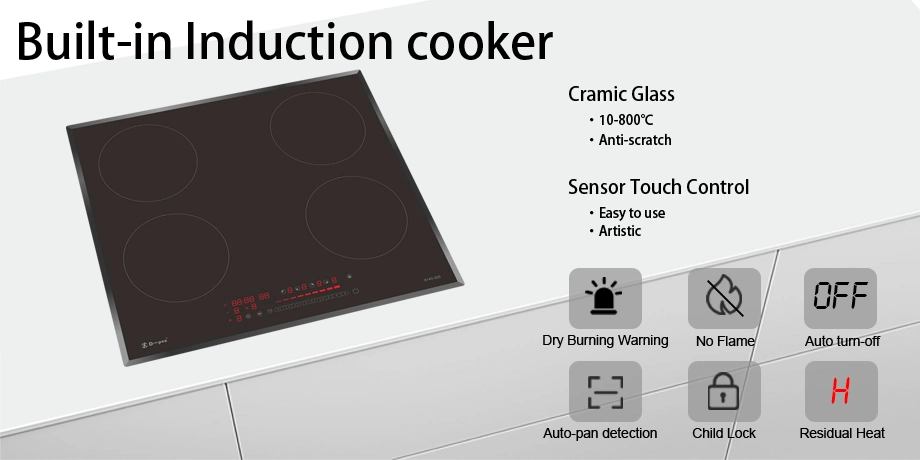 220V~240V Four Electric Induction Plate with 4 Cooking Zones for Counter Top